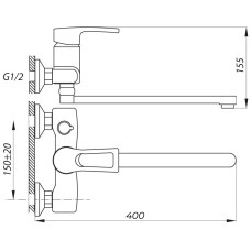Смеситель для ванной ZERIX JLB 135 (ZX2942)