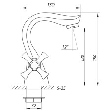 Смеситель для умывальника ZERIX MED-A 722 (ZX2801)