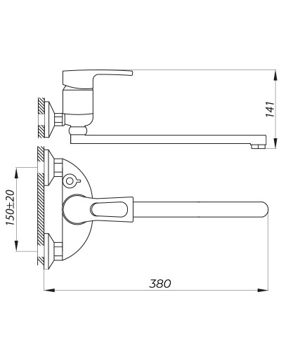 Змішувач для ванни ZERIX NHB 135 (ZX2969)