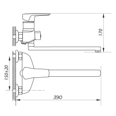 Смеситель для ванной ZERIX NGB 135 (ZX2693)