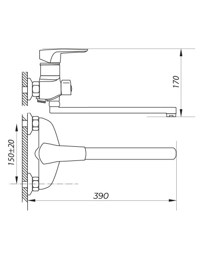 Змішувач для ванни ZERIX NGB 181 (ZX0044)