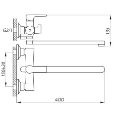 Смеситель для ванной ZERIX FAB-7 (ZX3054)
