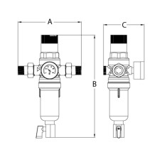 Фильтр самоочищающийся с редуктором давления и манометром KOER KR.1249 1/2" НР (KR2961)