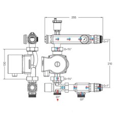 Смесительный узел KOER KR.S1023 (с термостатическим смесит. клапаном) 1" НР SUS304 (KR2957)