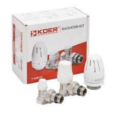 Комплект для подключения радиатора KOER SET-11 - 1/2"x1/2" (угловой) с термоголовкой ВЗ (KR3175)