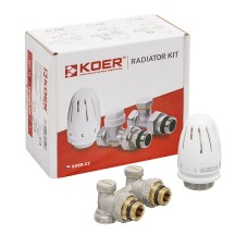 Комплект для нижней подкл. радиатора KOER SET-21 - 1/2"x3/4" (угловой) с термоголовкой ЗЗ (KR3173)