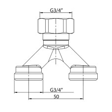Раздел. узел (с евроконусами) для подкл. 2-х контуров отопления KOER KR.1150 - 3/4" x16