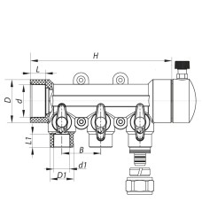 Коллектор распределительный 3-way с фитингом (40x20) PPR KOER K0191.PRO (KP2556)