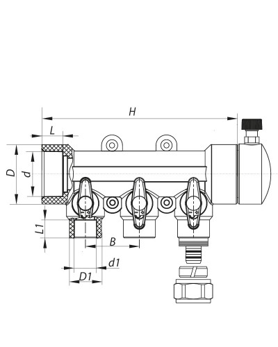 Колектор розподільний 3-way з фітингом (40x20) PPR KOER K0191.PRO (KP2556)