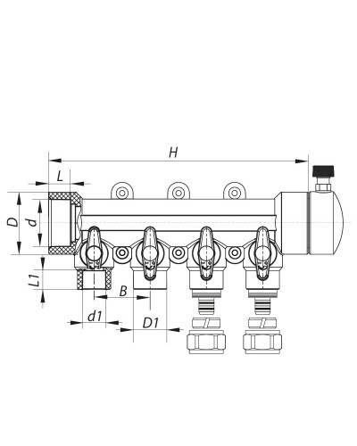 Колектор розподільний 4-way з фітингом (40x20) PPR KOER K0192.PRO (KP2557)