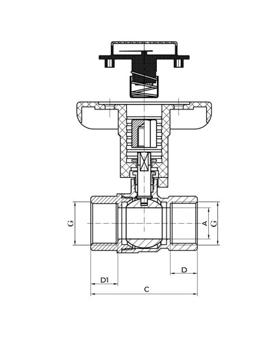 Кран шаровый с пластиковой ручкой и термометром KOER KR.240 - 1" ГГ (KR3119)