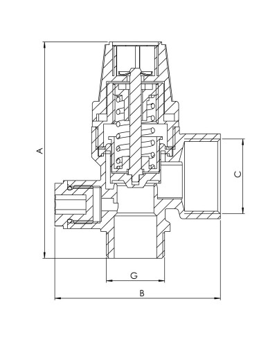 Клапан предохранительный ВЗ 1/2"х3/4" KOER KR.1262 (с вых. для подключ. манометра) (1.5 бар) (KR3109)