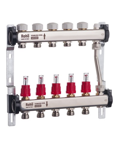 Колектор з витратомірами та термостатичними клапанами з байпасом Roho R814-05 - 1"х 5 вих. (RO0048)