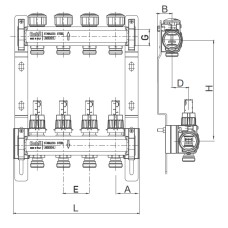 Коллектор с расходомером и термостатическими клапанами Roho R804-03 - 1"х 3 вых. (RO0035)