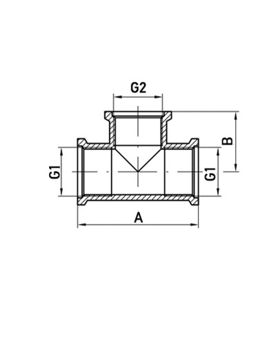 Редукционный тройник 3/4"х1/2"х3/4" ВВВ KOER .T080608F.WN (без никеля) (KR3034)