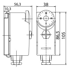 Термостат механический накладной KOER KR.1351 (0…+90*C) (KP2776)