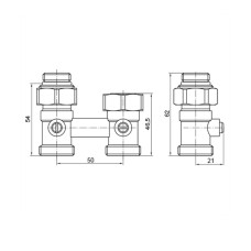 Узел нижнего подключения радиатора прямой 3/4"x1/2" KOER KR.1133 (комплект) (KR3114)