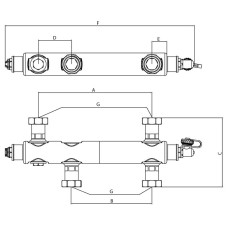Гидрострелка KOER KR.S1033 2"/2" (с воздухоотв. и дренажным краном) 1-1/4"НР SUS304 (KR3181)