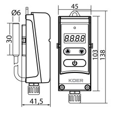 Термостат электрический накладной KOER KR.1355E (с выносной гильзой) (+5…+90*C) (KP2779)
