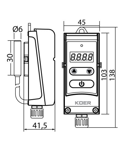 Термостат електричний накладний KOER KR.1355E (з виносною гільзою) (+5…+90*C) (KP2779)