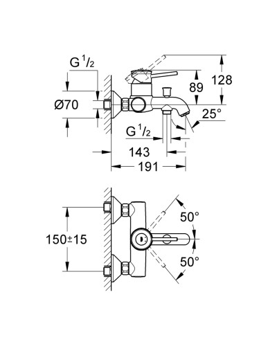 Змішувач для ванни Grohe BauClassic (32865000)