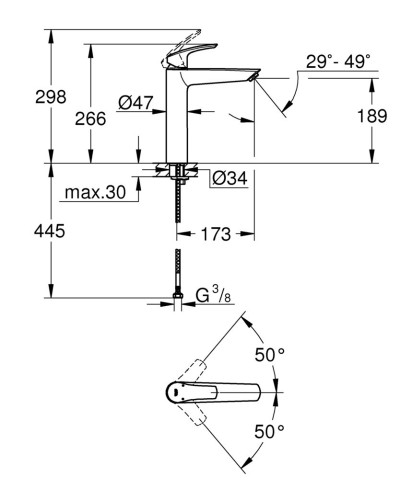 Змішувач на стільницю для раковини XL-розміру Grohe Eurosmart New (23971003)