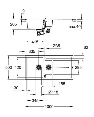 Композитна мийка для кухні Grohe K400 (31642AT0)