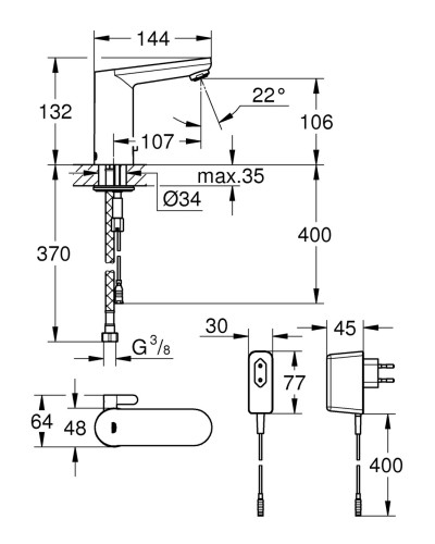 Змішувач для раковини з сенсорним керуванням Grohe Eurosmart CE (36325001)