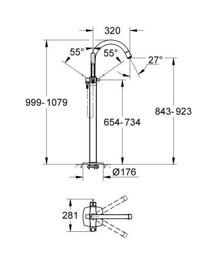 Підлоговий змішувач для ванни Grohe Grandera (23318000)