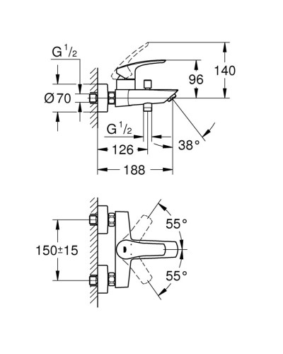 Змішувач для ванни Grohe Eurosmart New (33300003)