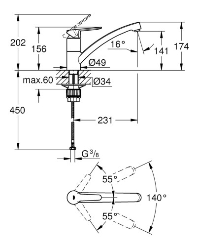 Змішувач для кухні Grohe BauEco (31680000)