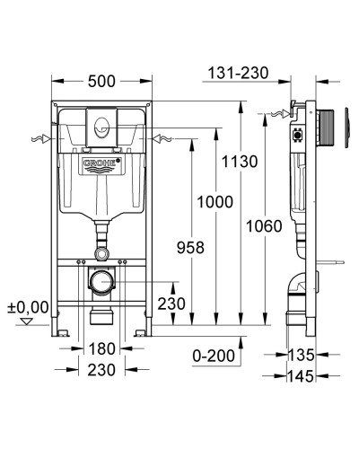 Система інсталяції для унітазу 3 в 1 Grohe Rapid SL (38721001)