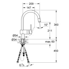 Смеситель для кухни с выдвижным изливом Grohe Minta (32918000)