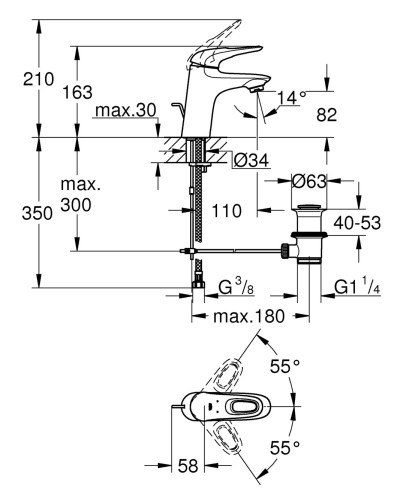 Змішувач для раковини S-розміру Grohe Eurostyle (33558003)