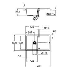 Композитная мойка для кухни Grohe K400 (31639AP0)