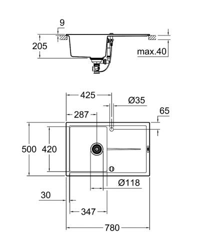 Композитная мойка для кухни Grohe K400 (31639AP0)