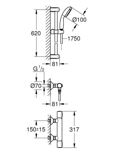 Змішувач термостат. для душу з гарнітурою Grohe Precision Flow (34841000)