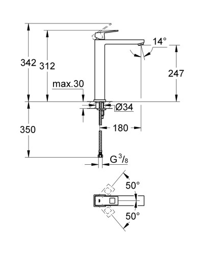 Змішувач на стільницю для раковини XL-розміру Grohe Eurocube (23406000)