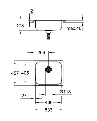 Мойка для кухни из нержавеющей стали Grohe K200 (31719SD0)