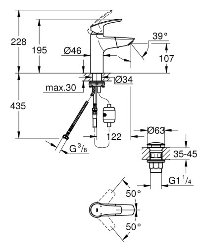 Смеситель для раковины Grohe Eurosmart New (23976003)