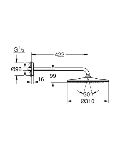 Верхній душ з настінним кронштейном Grohe Rainshower Mono (26557000)