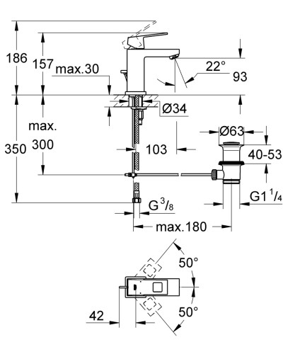 Змішувач для раковини S-розміру Grohe Eurocube (2312700E)