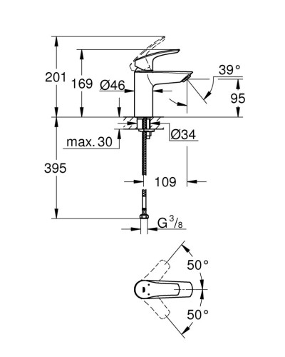 Змішувач для раковини S-розміру Grohe Eurosmart New (32467003)