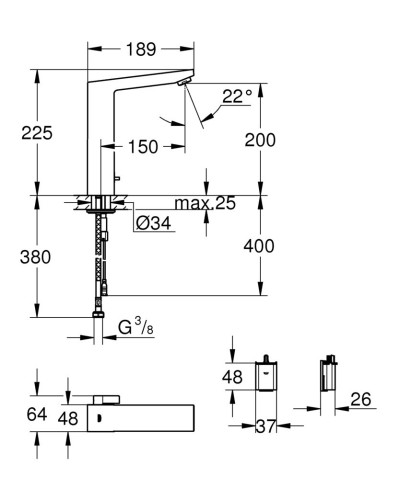 Змішувач для раковини з сенсорним керуванням Grohe Eurocube E (36441000)