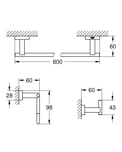 Набір аксесуарів 3 в 1 Grohe Essentials Cube New (40777001)