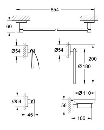 Набір аксесуарів 5 в 1 Grohe Essentials New (40344001)