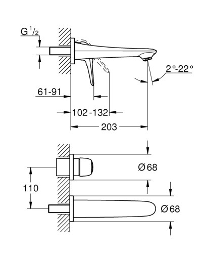 Змішувач для раковини прихованого монтажу Grohe Eurostyle (19571003)