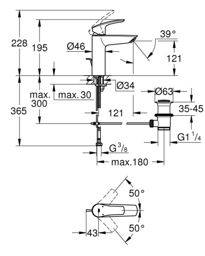 Змішувач для раковини M-розміру Grohe Eurosmart New (23322003)