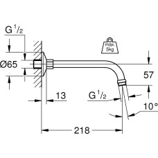 Душевой кронштейн Grohe Relexa 218 мм (27406000)