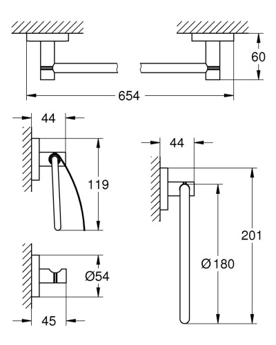 Набір аксесуарів 4 в 1 Grohe Essentials New (40776001)